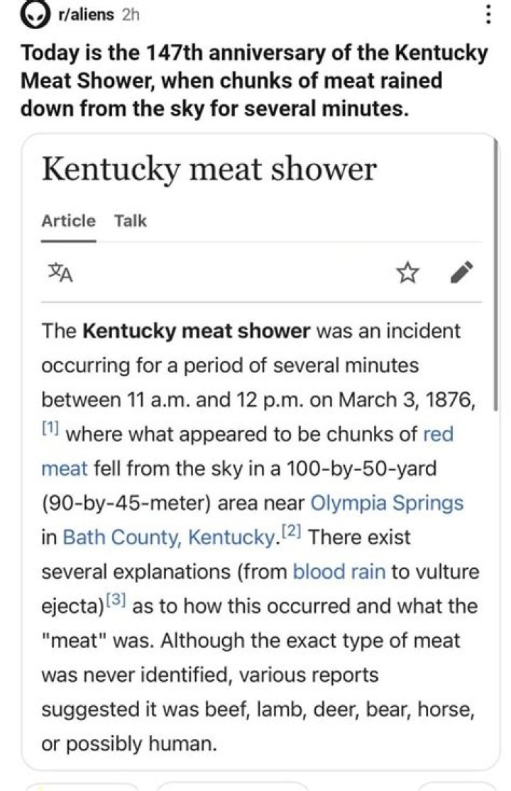 Kentucky Meat Shower Of 1876: What The Hell Happened?