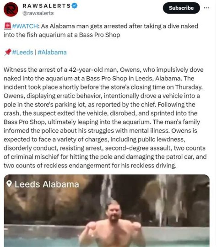 Police Searching For Naked Man Who Jumped Into An Aquarium's Tank